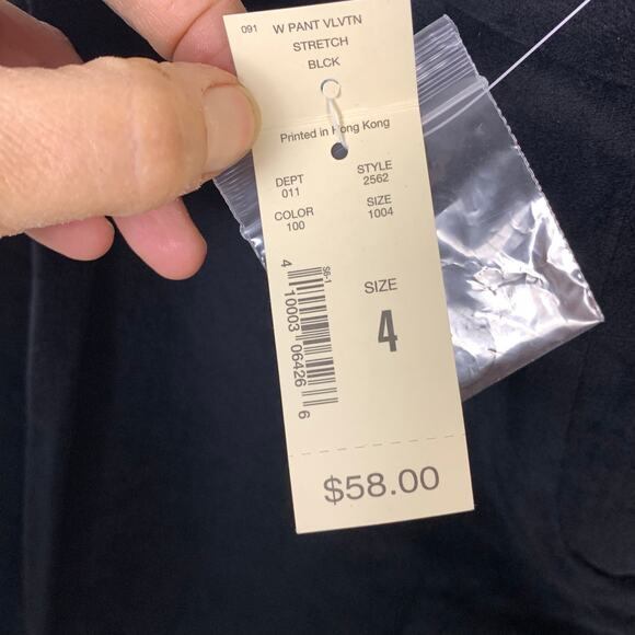 Eddie Bauer Black Velvety High Rise Straight Leg Pants Women’s Size 4 NWT - Picture 3 of 7